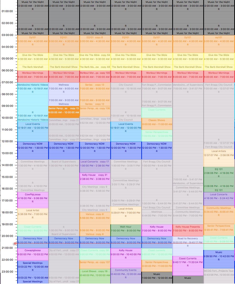 Conference schedule outlining session times and topics for attendees